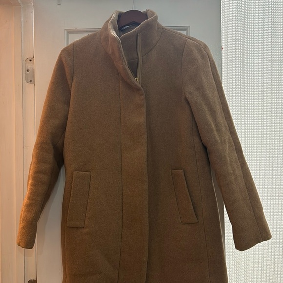 JCrew Beige/Tan Pea coat Size 4 with zipper - Picture 1 of 4